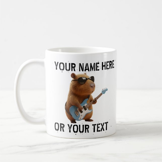 Coole Capybara-Play-Gitarre-Grafik-Klassischer Bec Kaffeetasse (Links)