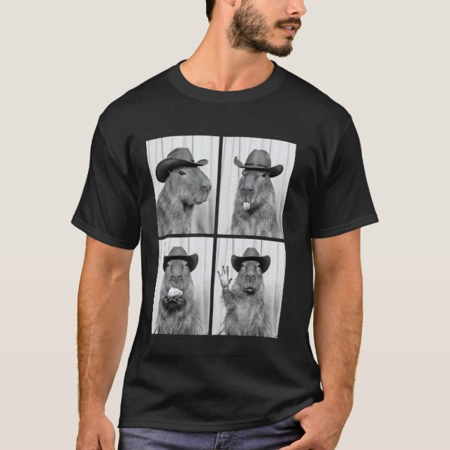 Coole Capybara-Selfie-Cowboy-Capybara-Fotobooth Fu T-Shirt (Vorderseite)