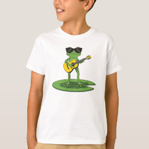 Coole Cartoon-Frosch spielt Gitarre Illustration T-Shirt