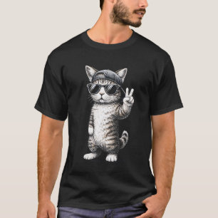 Coole Cartoon-Katze Hip-Hop Street-Style Humor Art T-Shirt