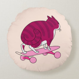 Coole Cartoon-Stilkatze mit rosa Text Rundes Kissen