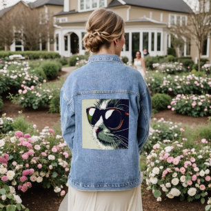 COOLE CAT ART SUNGLASSEN Denim Jean Jacket Jeansjacke