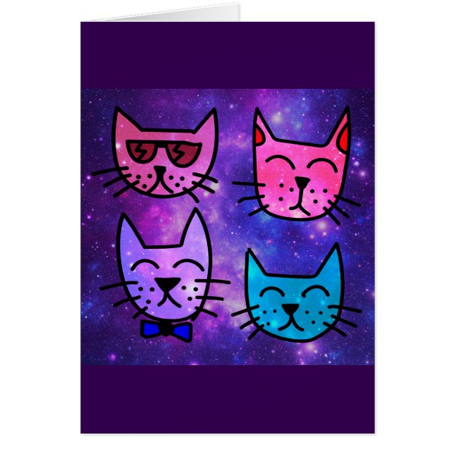 Coole Cat Faces auf einem Weltraumhintergrund (Vorne)