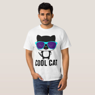 COOLE CAT Funny Mens T - Shirt, Sonnenbrille T-Shirt