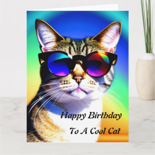 Coole Cat Happy Birthday Card Karte