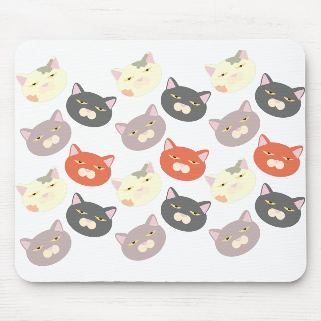 Coole Cat Heads Cartoon Fun Muster Art Mousepad (Vorne)