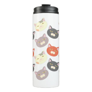 Coole Cat Heads Cartoon Fun Muster Art Thermosbecher