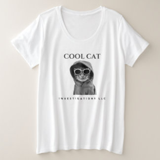 Coole Cat Schwarz/Weiß Logo-Abschlag Große Größe T-Shirt