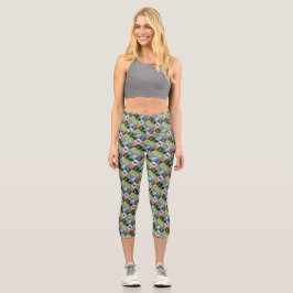 Coole Cat-Silhouetten auf Quiltplätzen Capri Leggings