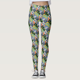 Coole Cat-Silhouetten auf Quiltplätzen Leggings