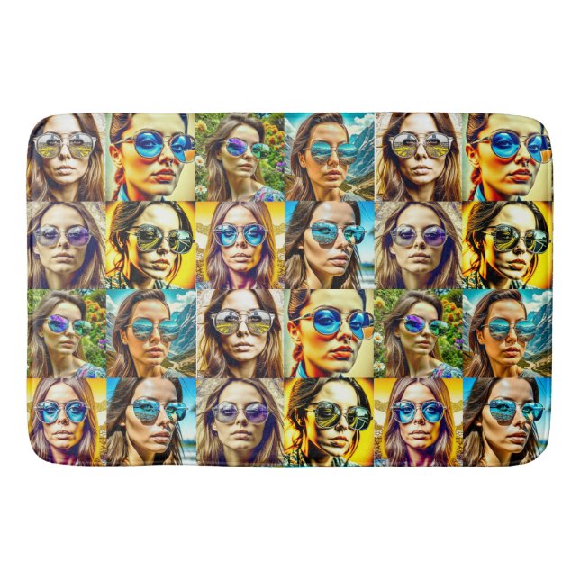 Coole Chicks in Sonnenbrille AI Art Badematte (Vorderseite)