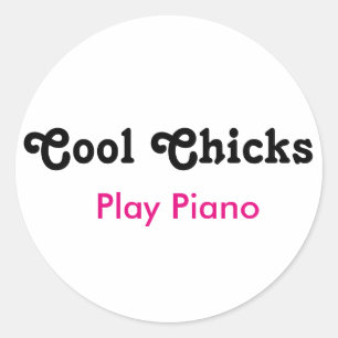 Coole Chicks Piano Runder Aufkleber