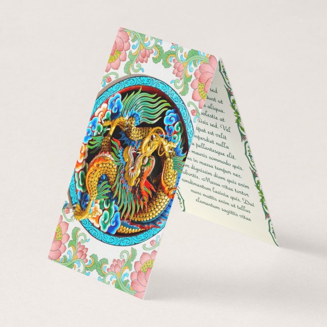 Coole chinesische farbige Drachenfarbe lotus Blume Visitenkarten (Vorderseite)