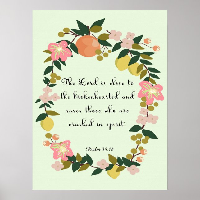 Coole Christliche Kunst - Psalm 34:18 Poster (Vorne)
