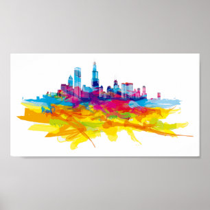 Coole Colorful Chicago Skyline Poster