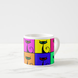 Coole Colorful Kitty Cat Pop Kunst, Dichtung und M Espressotasse