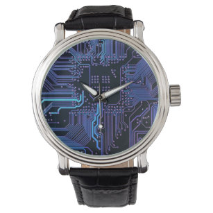 Coole Computerplatine blau Armbanduhr