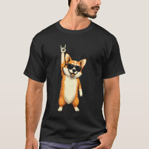 Coole Corgi Rock Musik Sonnenbrille T-Shirt
