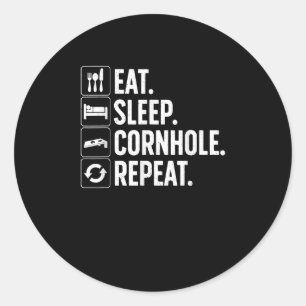Coole Cornhole-Kunst-Rasenspiel Cornhole-Spieler Runder Aufkleber