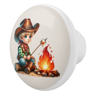 Coole Cowboy-Lagerfeuer-Jungs Keramikknauf