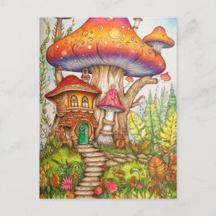 Coole Creative Psychedelic Mushroom-Wohnung Postkarte