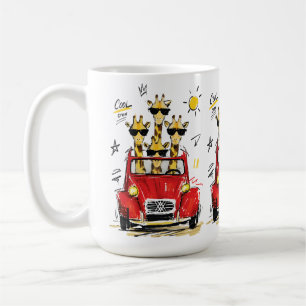 Coole Crew Giraffen im klassischen roten Auto Kaffeetasse