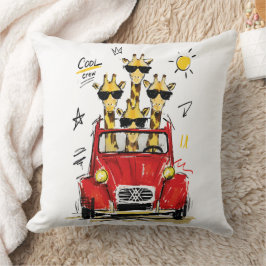 Coole Crew Giraffen im klassischen roten Auto Kissen