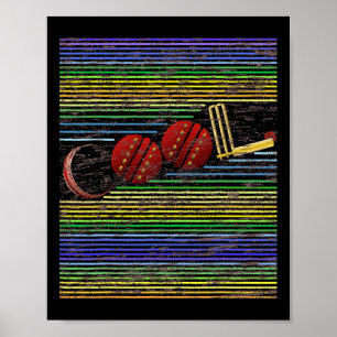 Coole Cricket-Retro-Grafik mit T Ll Stumps Vintag Poster