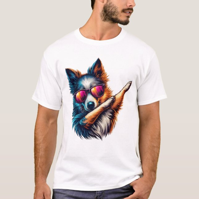 Coole Dabbing-Hunde-Kunst T-Shirt (Vorderseite)
