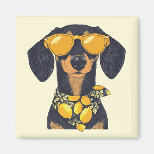 Coole Dackel-Hundesonnenbrille Zitronen Magnet
