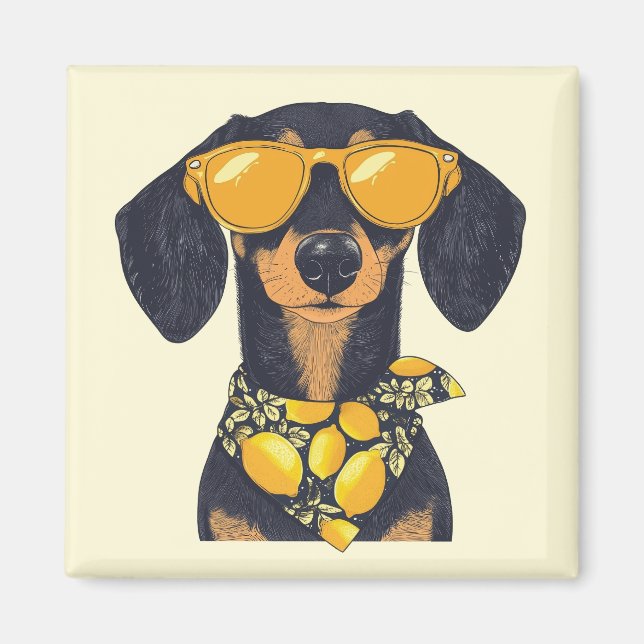 Coole Dackel-Hundesonnenbrille Zitronen Magnet (Vorne)