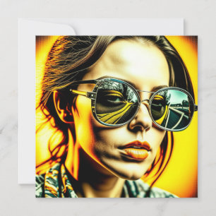 Coole Dame in Sonnenbrille Reflexion einer Straße