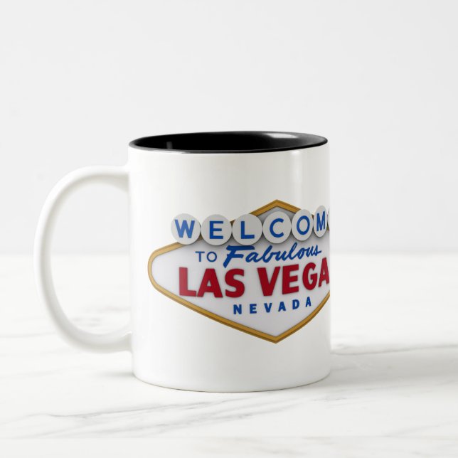 coole Designer-Tasse willkommen bei las vegas Zweifarbige Tasse (Links)