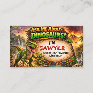 Coole Dinosaurier-Anrufkarte für ältere Kinder Telefonnummerkarte