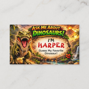 Coole Dinosaurier-Anrufkarte für ältere Kinder Telefonnummerkarte