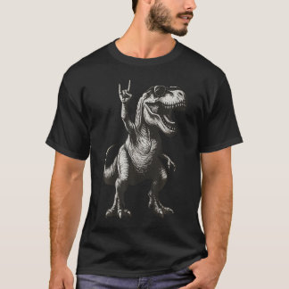 Coole Dinosaurier-Fels-Schild-Sonnenbrille T-Shirt