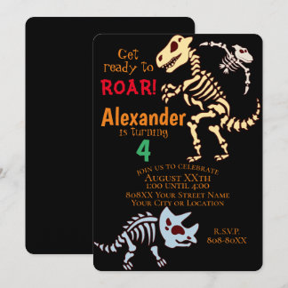 Coole Dinosaurier Fossilien Einladung