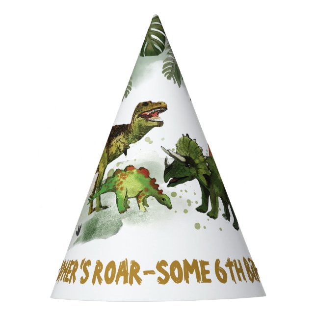 Coole Dinosaurier Jurassic Boy Birthday Cone Partyhütchen (Vorderseite)