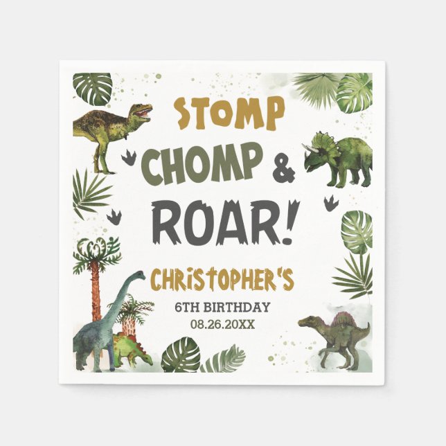 Coole Dinosaurier Jurassic Boy Geburtstagsparty Serviette (Vorderseite)