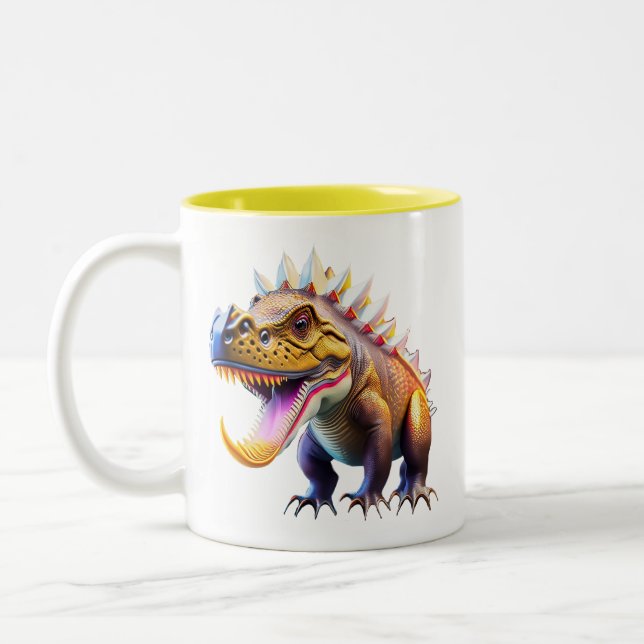 Coole Dinosaurier-Kid-Tasse Zweifarbige Tasse (Links)