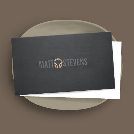 Coole DJ Gold Kopfhörer Schwarze Musik 2 Visitenkarte