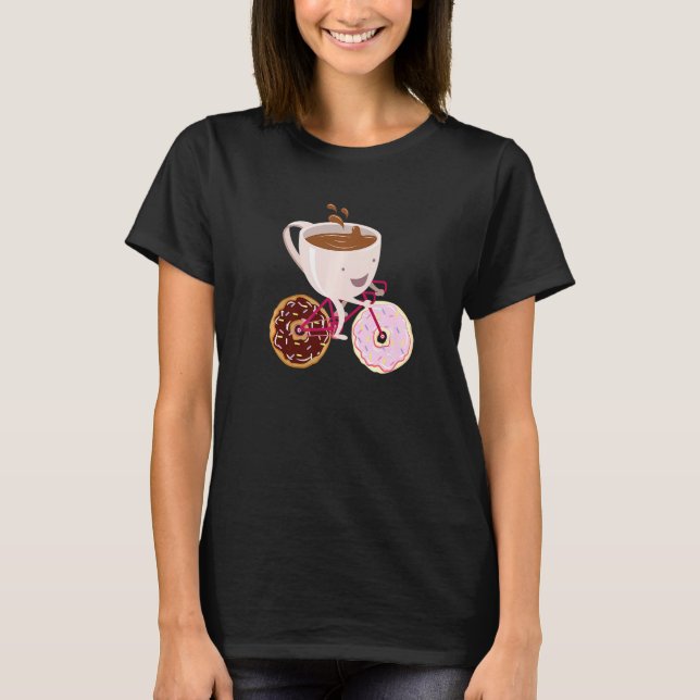 Coole Donut Coffee Bicycle Handgezeichnete Illustr T-Shirt (Vorderseite)