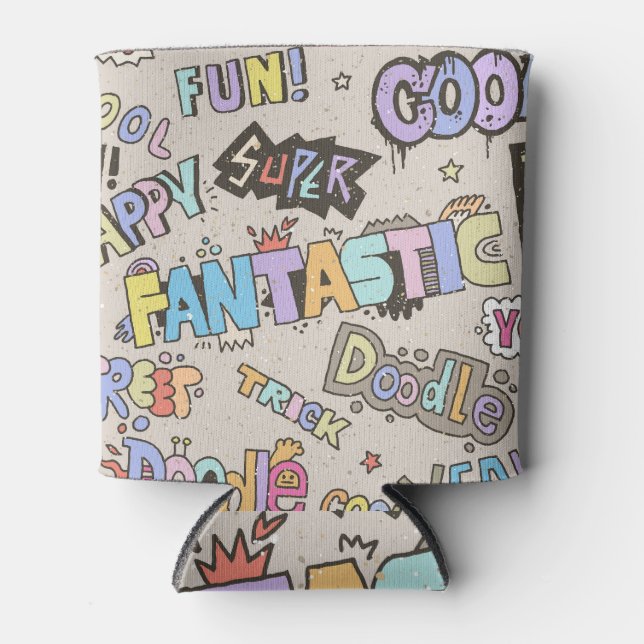 Coole Doodle Buchstaben Vintag Dosenkühler (Vorderseite)
