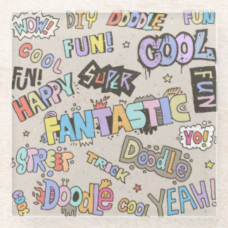 Coole Doodle Buchstaben Vintag Glasuntersetzer