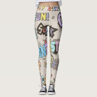 Coole Doodle Buchstaben Vintag Leggings