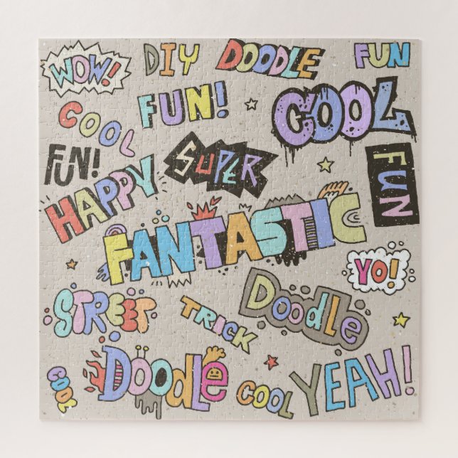 Coole Doodle Buchstaben Vintag Puzzle (Vertikal)