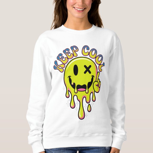 Coole Driving Smiley Y2K Rave Ästhetik behalten Sweatshirt (Vorderseite)