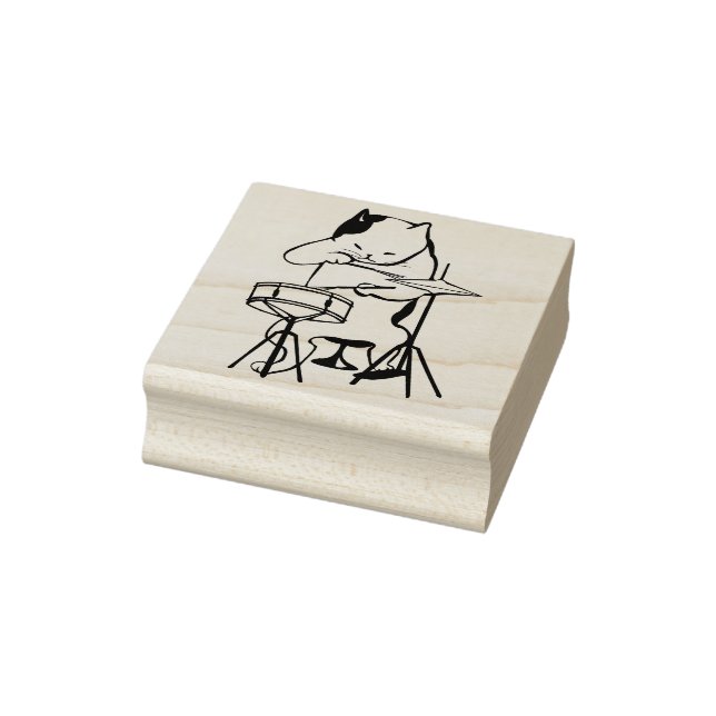 coole Drummerkatze Briefmarke Gummistempel (Stempel)
