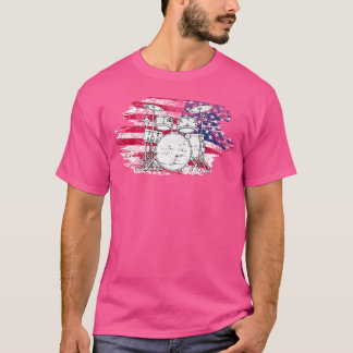 Coole Drummerkunst für Männer Frauen Amerika Flagg T-Shirt