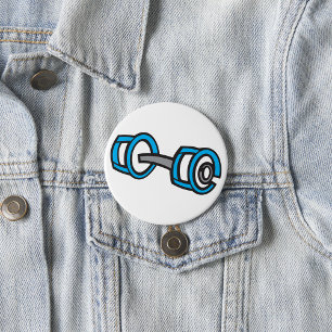 Coole Dumbell Fitness Blau und Grau Gym Graphic Button